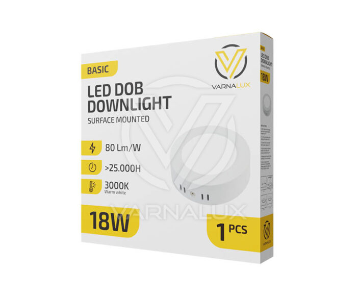 Varnalux LED Slim Downlight DOB Basic 18W Round Surface Mounted - Image 4