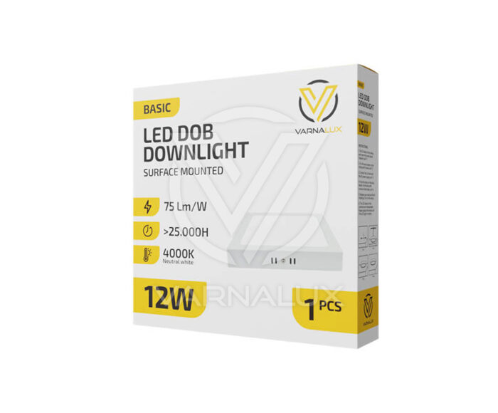 Varnalux LED Slim Downlight DOB Basic 12W Square Surface Mounted - Image 9